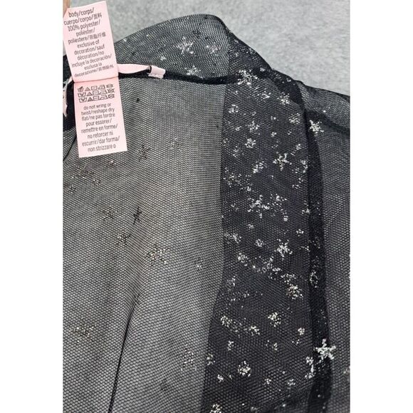 Victorias Secret Sheer Glitter Star Robe M-L Long Cruise Bling Black - Picture 9 of 9